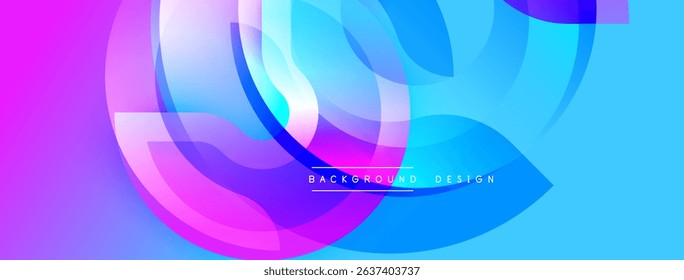 Abstract fluid shapes blend vibrant purple, blue hues. Modern design evokes energy, movement, visual interest. Text reads background design.