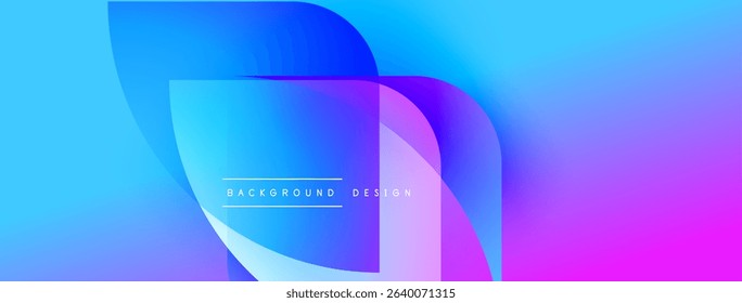 Abstract fluid shapes blend vibrant blues, purples, pinks. Gradient colors create modern background design element. Text reads background design.