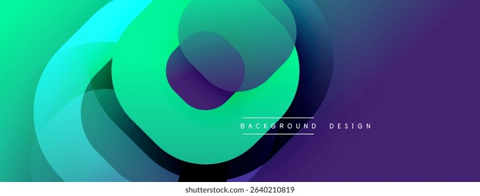 Abstract fluid shapes blend vibrant turquoise, purple hues. Modern design evokes movement, energy, visual interest. Background text reads background design.