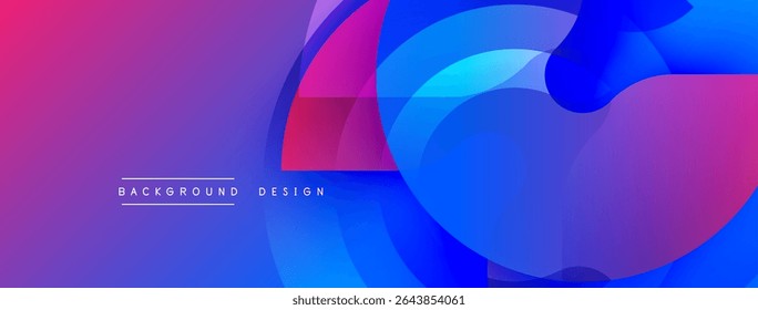 Abstract fluid shapes blend vibrant purple, pink, blue hues. Dynamic composition creates modern background design. Smooth gradients offer visual interest.