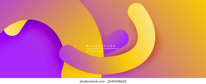 Abstract fluid shapes blend vibrant orange, purple hues. Modern design evokes movement, energy, warmth. Background suggests creativity, innovation.