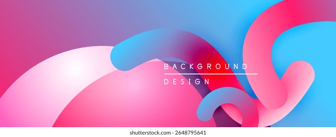 Abstract fluid shapes blend vibrant pinks, blues, purples. Modern design evokes movement, energy, visual appeal. Background features text background design.
