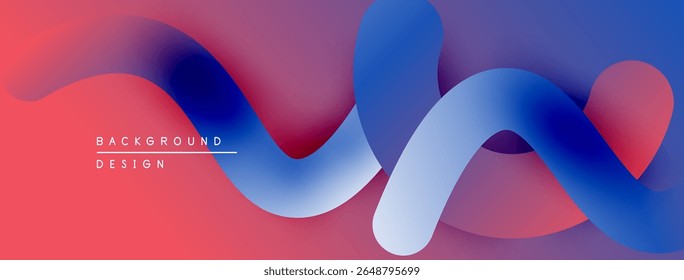 Abstract fluid shapes blend vibrant reds, blues, purples. Modern design evokes movement, energy, smooth transitions. Background features gradient color scheme.