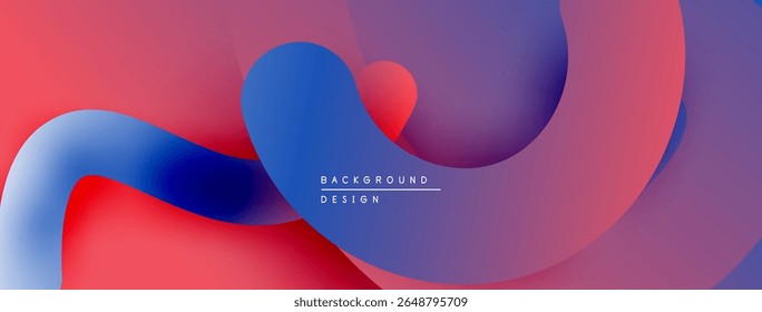 Abstract fluid shapes blend vibrant reds, blues, purples. Smooth gradients create dynamic, modern background design.