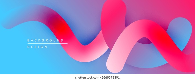 Las Formas fluidas Abstractas mezclan azules vibrantes, rosas y rojos. Los colores degradados crean un diseño de fondo dinámico, transiciones suaves.