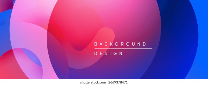 Las Formas fluidas Abstractas mezclan rosas vibrantes, púrpuras y azules. El diseño moderno crea una experiencia visual dinámica. El texto lee el diseño de fondo.