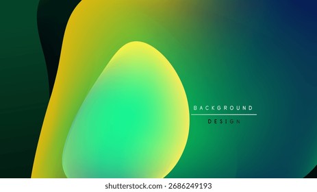 Abstract fluid shapes blend vibrant colors. Gradient transitions create dynamic visual effect. Dark background emphasizes bright forms.