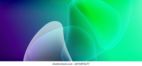 Las Formas fluidas Abstractas mezclan colores vibrantes. Las transiciones de degradado crean una experiencia visual fluida. Diseño moderno, arte digital.
