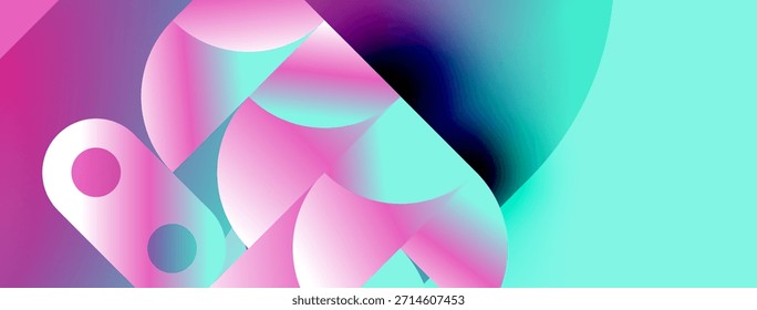 Las Formas fluidas Abstractas mezclan rosas vibrantes, azules y turquesas. Los colores degradados crean una experiencia visual dinámica. Diseño moderno.