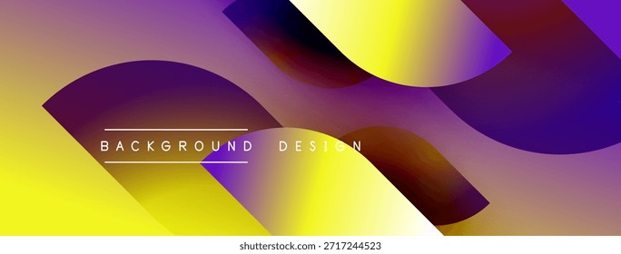 Las Abstractas Formas fluidas mezclan tonos amarillos y morados. El diseño moderno presenta superposición de texto, composición simple. Los colores degradados crean un efecto visual dinámico.