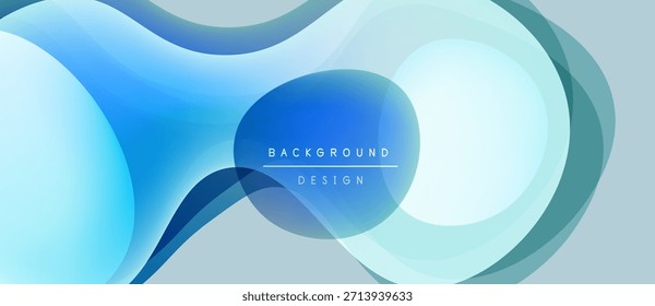Abstrakte fließende Formen, blaue Töne, modernes Design. Verlaufsschichten erzeugen einen dynamischen visuellen Effekt. Minimalistischer Hintergrund für Präsentationen geeignet.