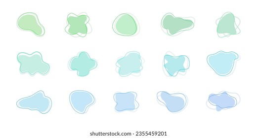 Abstract fluid shapes. Collection line forms for design. Liquid colorful blotch. Vector set of organic shape in modern style.