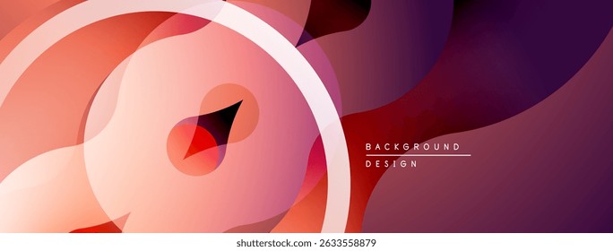 Abstract fluid shapes, gradients, warm colors dominate design. Modern aesthetic, smooth transitions create visual interest.