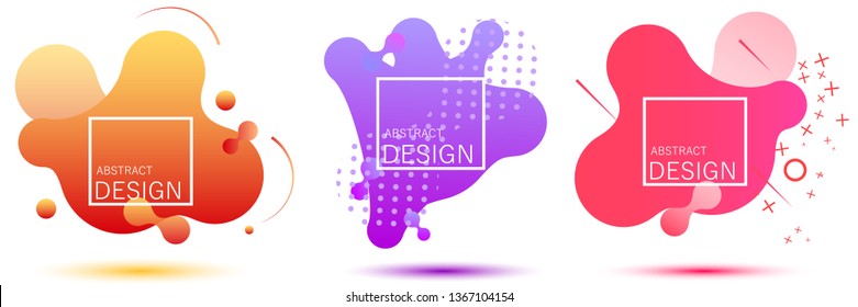 Abstract fluid shapes isolated on white. Gradient geometric banners with flowing liquid shapes. Covers with colorful twisting shape. Modern screen vector design for mobile app.