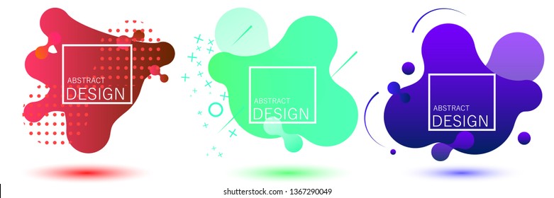 Abstract fluid shapes isolated on white. Gradient geometric banners with flowing liquid shapes. Covers with colorful twisting shape. 