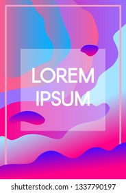 Abstract fluid shapes neon background with text frame