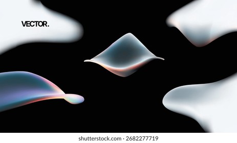 Abstract Fluid Shapes on a Striking Black Background for Distinctive Modern Designs