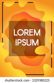 Abstract fluid shapes orange background with text frame
