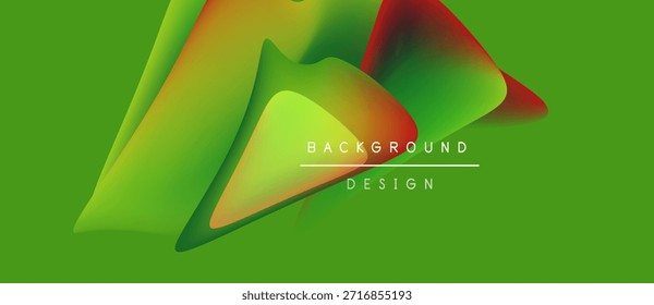 Abstrai formas fluidas sobre fundo verde vibrante. Elementos de design modernos criam impacto visual dinâmico. O texto lê o design do plano de fundo.