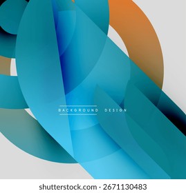 Las Formas de fluido Abstractas se superponen. Los tonos azul, verde azulado y naranja crean una composición dinámica. Elemento de diseño moderno para fondos.