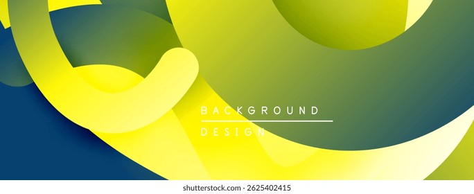 Abstract fluid shapes overlap, creating vibrant color gradients. Yellows, blues, greens blend seamlessly. Text reads background design.