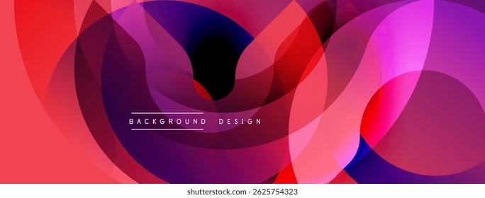 Abstract fluid shapes overlap, creating vibrant color gradients. Pink, purple, red hues dominate design. Modern background texture.