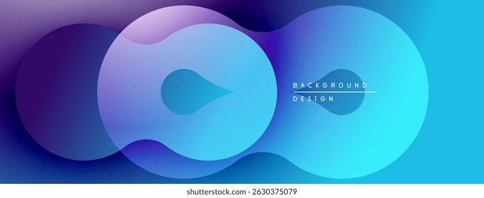 Abstract fluid shapes overlap, creating vibrant purple, blue gradient. Modern design element for backgrounds, presentations.