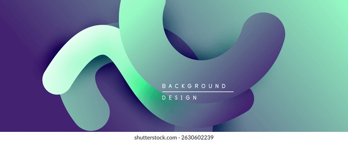 Abstract fluid shapes overlap, creating vibrant gradients. Purple, teal, mint hues blend seamlessly. Modern design element.