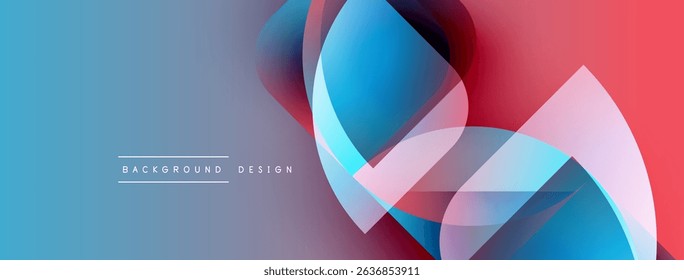 Abstract fluid shapes overlap, creating vibrant color gradients. Blue transitions to pink, modern design element.