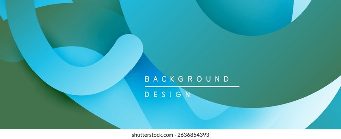 Abstract fluid shapes overlap, creating dynamic teal background. Modern design evokes movement, depth, visual interest.