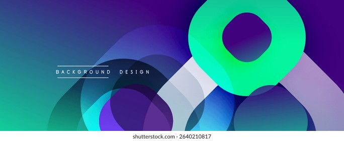 Abstract fluid shapes overlap, creating vibrant color gradients. Blue, purple, green hues dominate design. Modern aesthetic.