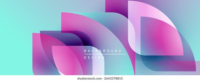 Abstract fluid shapes overlap, creating vibrant color gradients. Turquoise, pink, purple hues blend seamlessly. Modern design element.