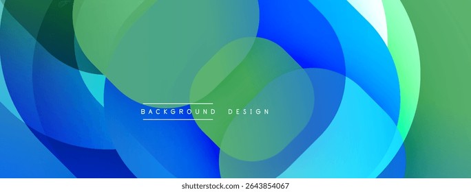 Abstract fluid shapes overlap, creating vibrant blue, green gradients. Modern design element for backgrounds, presentations.