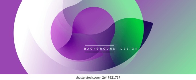 Abstrakte flüssige Formen überlappen sich und erzeugen lebendige violette, grüne Farbverläufe. Modernes Design-Element für Hintergründe, Präsentationen.