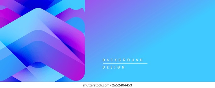Abstract fluid shapes overlap, creating vibrant gradient background. Blue, purple hues dominate design, modern aesthetic.