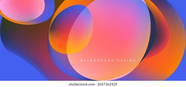Las Formas Abstractas de fluidos se superponen, creando Gradientes de colores vibrantes. Los tonos rosa, naranja y azul se mezclan a la perfección. Elemento de diseño moderno.