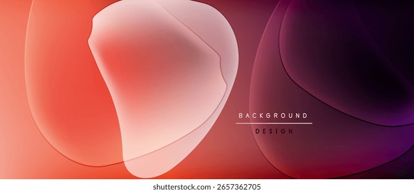 Abstract fluid shapes overlap, creating vibrant gradient effect. Warm colors dominate, transitioning from orange to purple. Minimalist design.