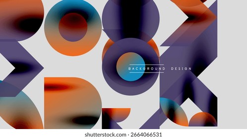Abstract fluid shapes overlap, creating dynamic colorful composition. Modern design elements suggest movement, depth.