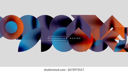 Formas fluidas abstratas se sobrepõem, criando um plano de fundo colorido dinâmico. Elementos de design modernos sugerem inovação, energia, movimento.