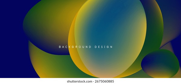 Las Formas Abstractas de fluidos se superponen, creando Gradientes de colores vibrantes. Los amarillos, azules y verdes se mezclan a la perfección. Elemento de diseño moderno.
