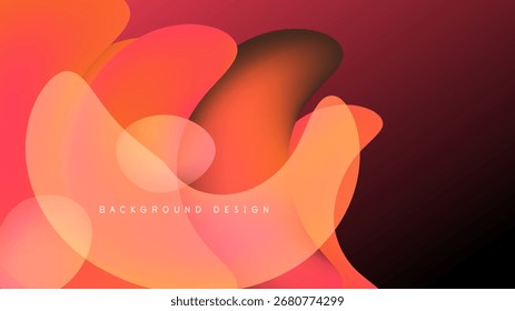 Las Formas de fluido Abstractas se superponen, creando un efecto de gradiente cálido. Los tonos rojos y naranjas dominan el fondo oscuro. Elemento de diseño moderno.