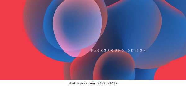 Las Formas Abstractas de fluidos se superponen, creando Gradientes de colores vibrantes. Los tonos rojo, azul y púrpura se mezclan a la perfección. Elemento de diseño moderno.