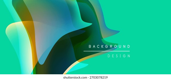 Formas fluidas abstratas se sobrepõem, criando gradientes azuis vibrantes em azul-petróleo. O texto minimalista lê o design do plano de fundo abaixo dos formulários. Estética moderna.