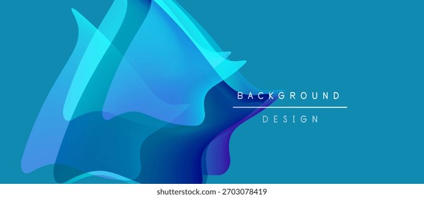 Abstrakte flüssige Formen überlappen sich und erzeugen einen lebendigen blauen Farbverlauf. Text liest Hintergrunddesign. Moderne Ästhetik, geeignet für digitale Projekte.