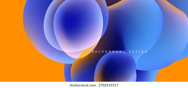 Las Formas de fluido Abstractas se superponen, creando vibrantes Gradientes azules y naranjas. Elemento de diseño moderno para fondos, presentaciones. Transiciones suaves visibles.