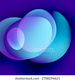 Las Formas de fluido Abstractas se superponen, creando Gradientes azules y púrpuras vibrantes. Elemento de diseño moderno para fondos, presentaciones.