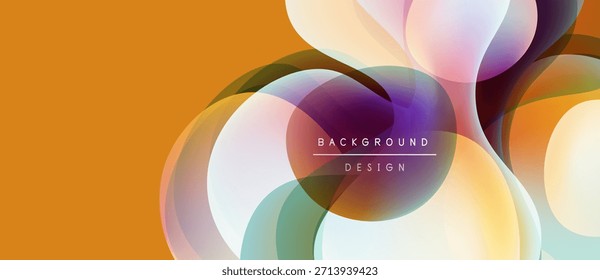 Las Formas Abstractas de fluidos se superponen, creando Gradientes de colores vibrantes. El fondo naranja proporciona contraste, elemento de diseño moderno.