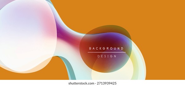 Las Formas Abstractas de fluidos se superponen, creando Gradientes de colores vibrantes. El fondo anaranjado complementa los Elementos de diseño que fluyen. Composición moderna y dinámica.