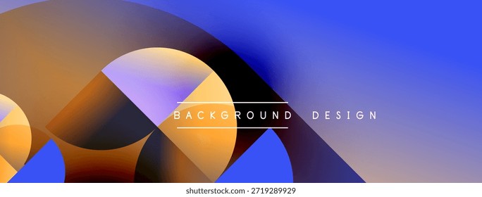 Formas fluidas abstratas se sobrepõem, criando vibrantes gradientes azuis e alaranjados. O texto lê o design do plano de fundo centralizado na composição. Estética moderna.