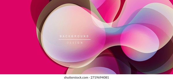 Abstrakte flüssige Formen überlappen sich und erzeugen ein dynamisches rosa Design. Weiche Farbverläufe, moderne Ästhetik, geeignetes Hintergrundelement.
